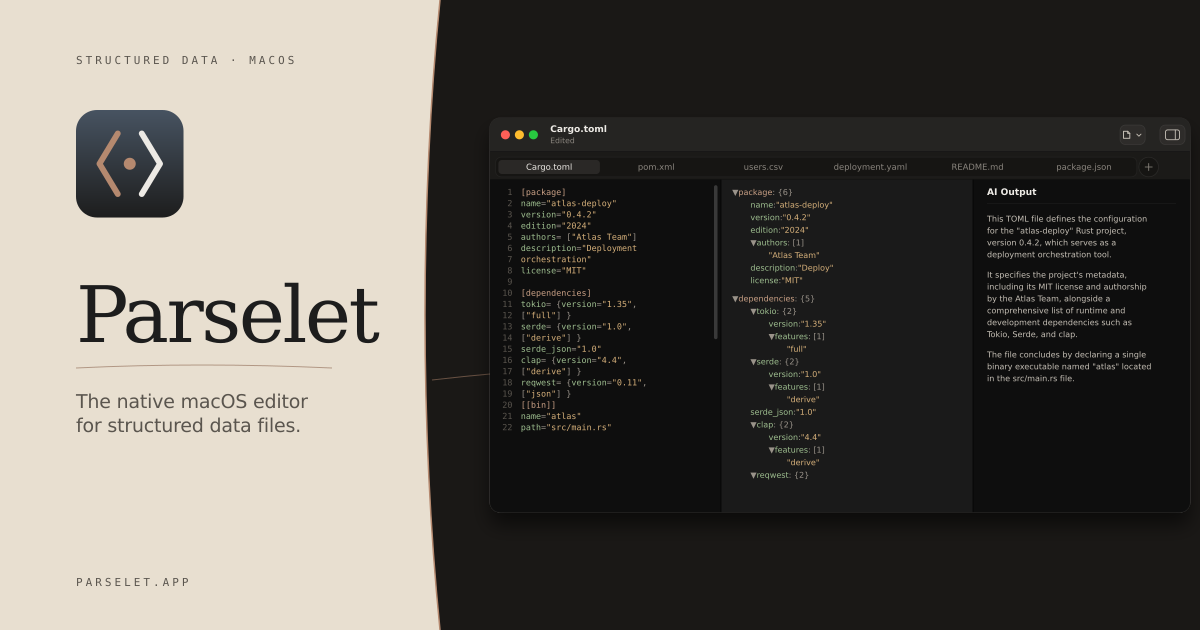 Parselet: The Mac-native home for your structured data